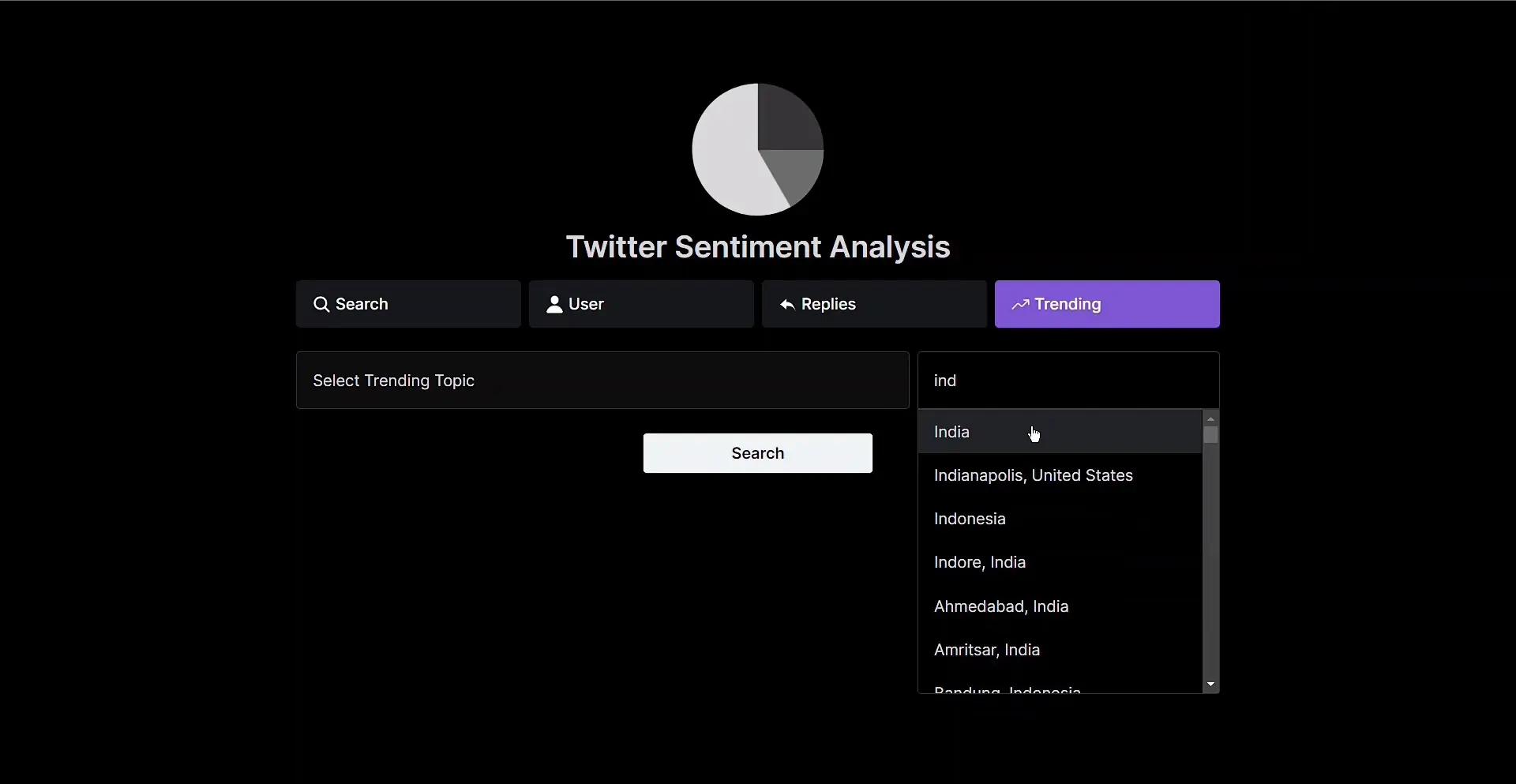 Twitter Sentiment Analysis screenshot